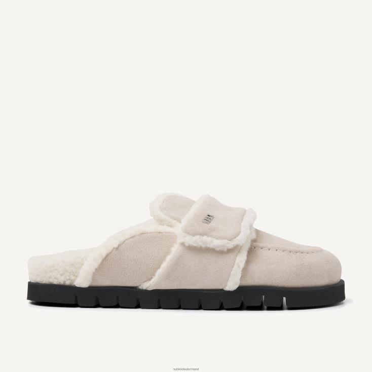 Schuhe HN8284101 Nubikk Frauen Hausschuhe aus Teddyfell-Wildleder Beige