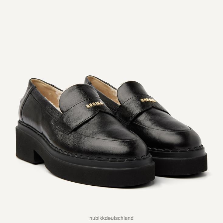 Schuhe HN8284147 Nubikk Frauen Loafer aus Lackleder von Frankie Schwarz