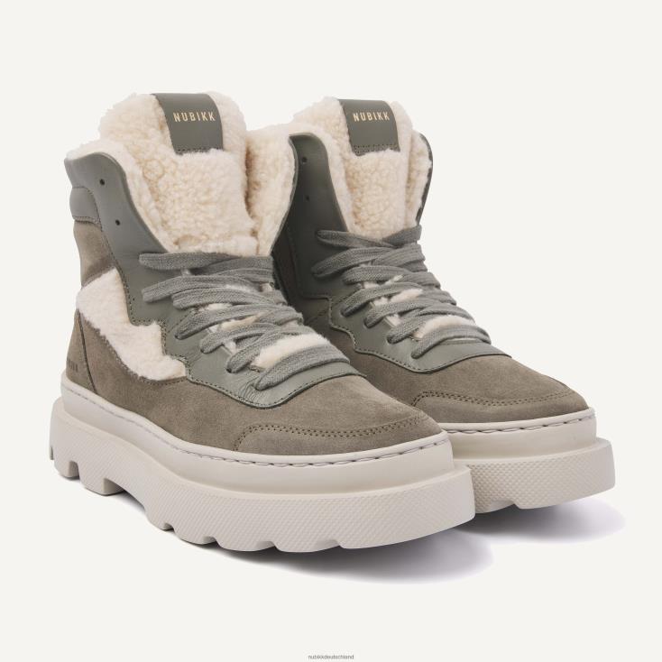Schuhe HN8284157 Nubikk Frauen Monroe Macy Pelz-High-Top-Sneaker Grün
