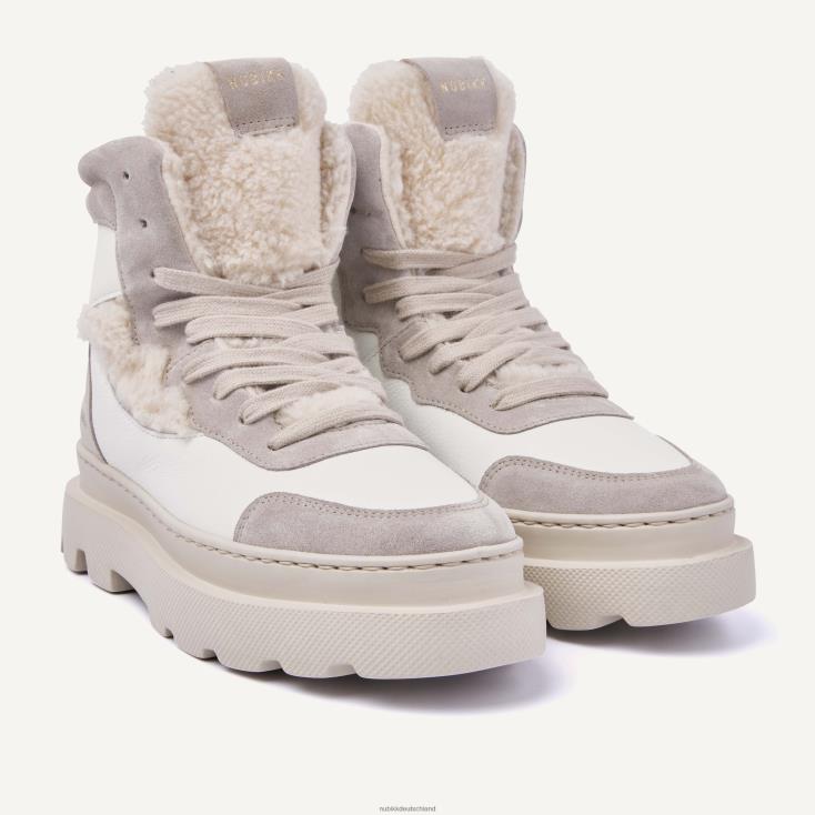 Schuhe HN8284158 Nubikk Frauen Monroe Macy Pelz-High-Top-Sneaker Weiß