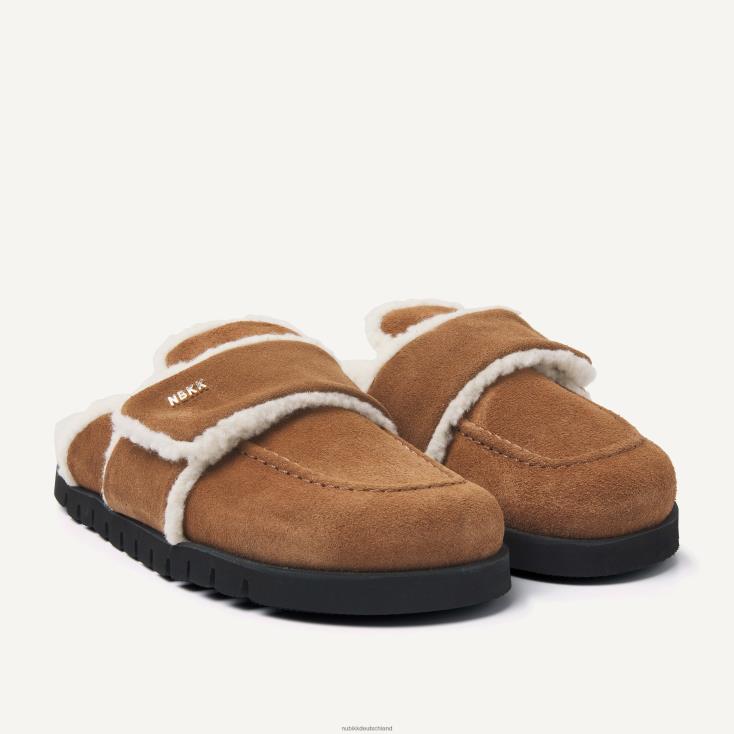 Schuhe HN828457 Nubikk Männer Hausschuhe aus Teddyfell Cognac