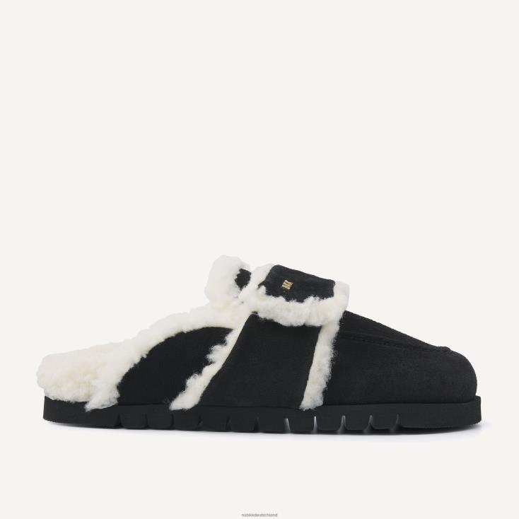 Schuhe HN828458 Nubikk Männer Hausschuhe aus Teddyfell Schwarz