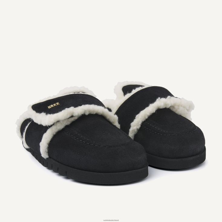 Schuhe HN828458 Nubikk Männer Hausschuhe aus Teddyfell Schwarz
